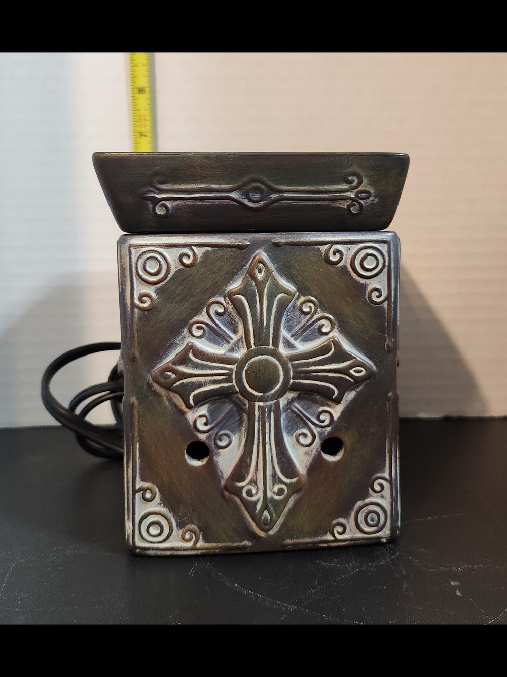 Scentsy Charity Celtic Cross Retired Wax Warmer Brown EUC